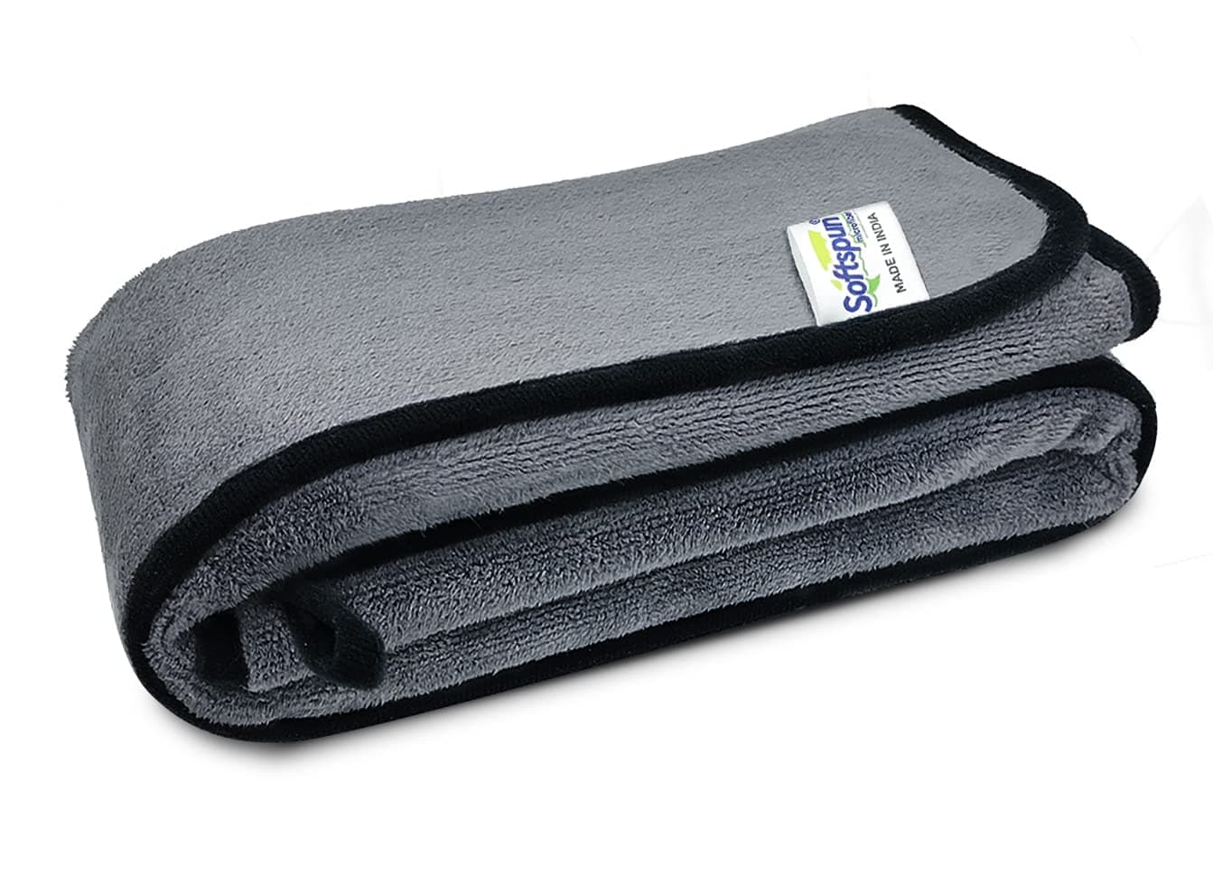 SOFTSPUN Microfiber Super Absorbent Cloth 500 GSM 35X75 cms Packof 1 Grey! Silk Banded Edge Towel Set Extra Thick Microfiber Cleaning Cloths Perfect for Bike Auto Cars Both Interior and Exterior.
