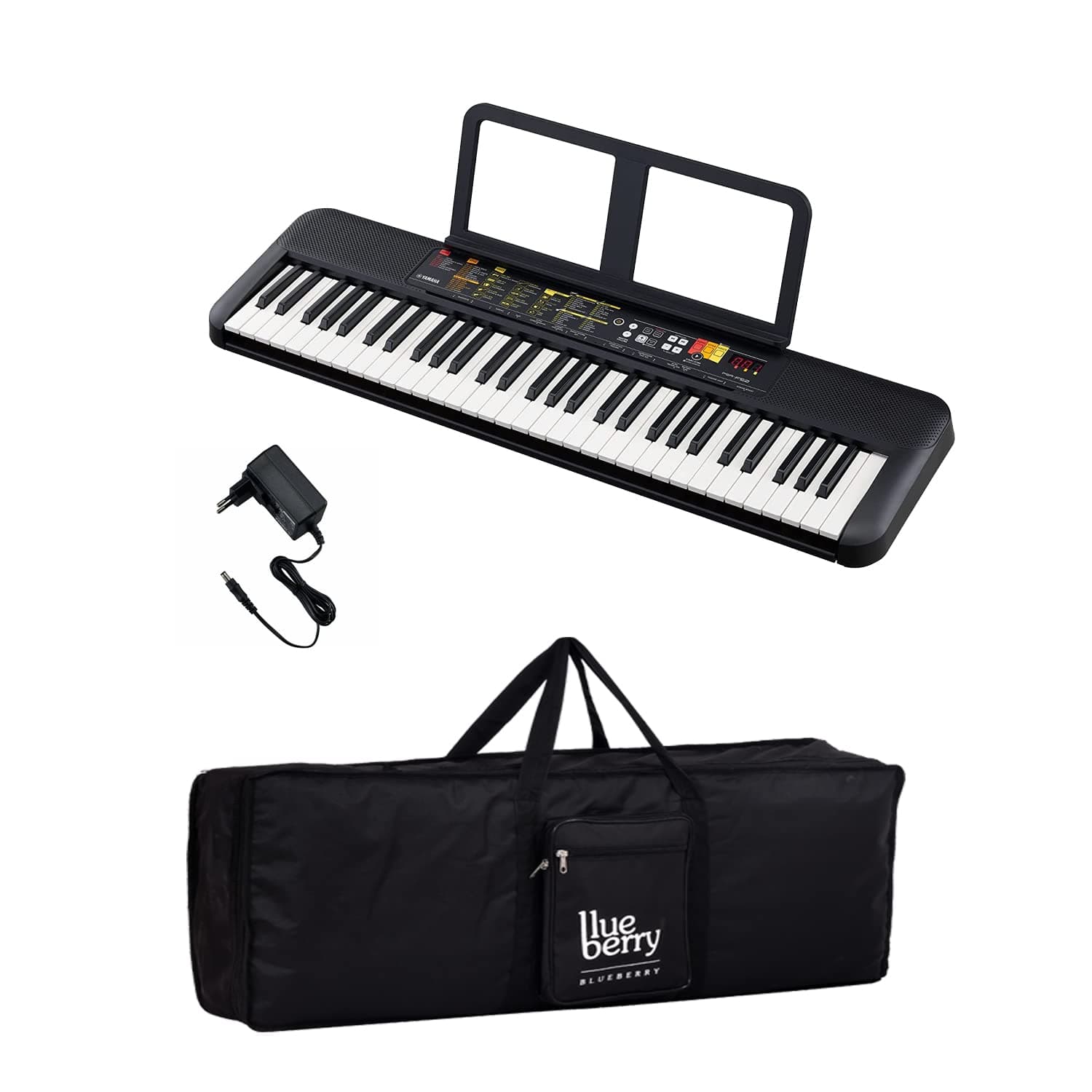 Yamaha PSR-F52 Digital Keyboard 61 Keys With Adapter & Blueberry Black Cover Bag