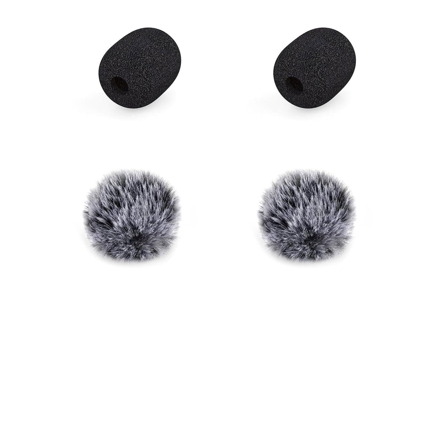 Mini Wireless Furry Windscreen & Foam Cover Set for Lavalier Microphone, Wind Muff Mic Cover to Reduce Plosive and Better Highlight the Vocals(2Pcs Foam, 2Pcs Furry, 5mm+10mm)(Microphone not included)