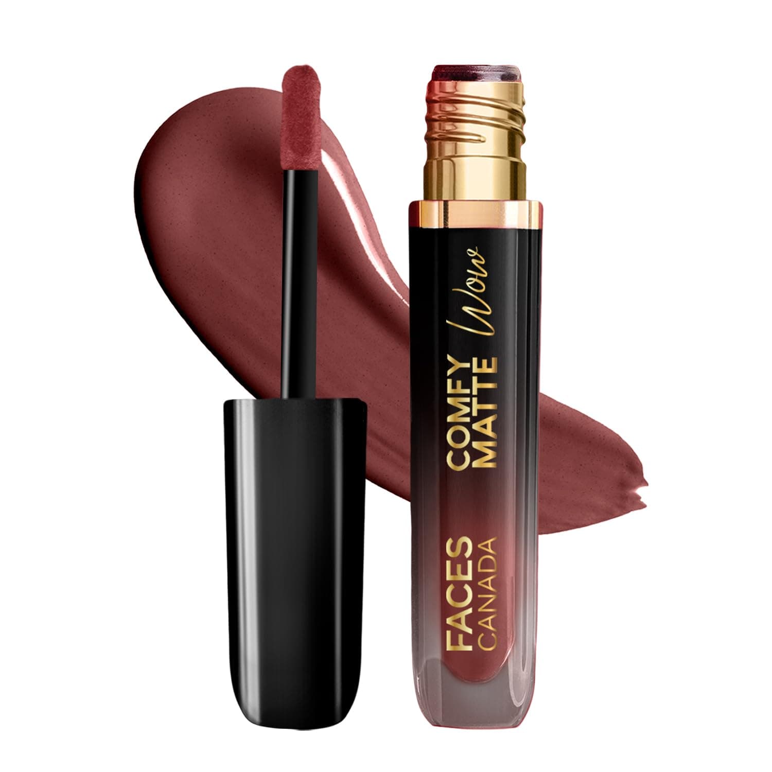 FACES CANADA Comfy Matte Wow Liquid Lipstick - Cocoa Crush 07 (Brown) 3.8ml | One Swipe Application | Highly Pigmented | Comfortable Wear | Glides Smoothly | Long Lasting | Transferproof, Smudgeproof & Waterproof