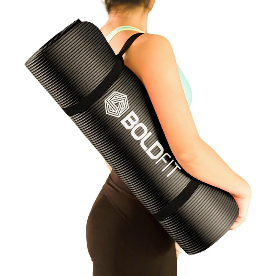 Boldfit Yoga Mat for Men and Women NBR Material with Carrying Strap, 10mm Extra Thick Exercise Mats for Workout Yoga - Black (BoldMat Supreme)
