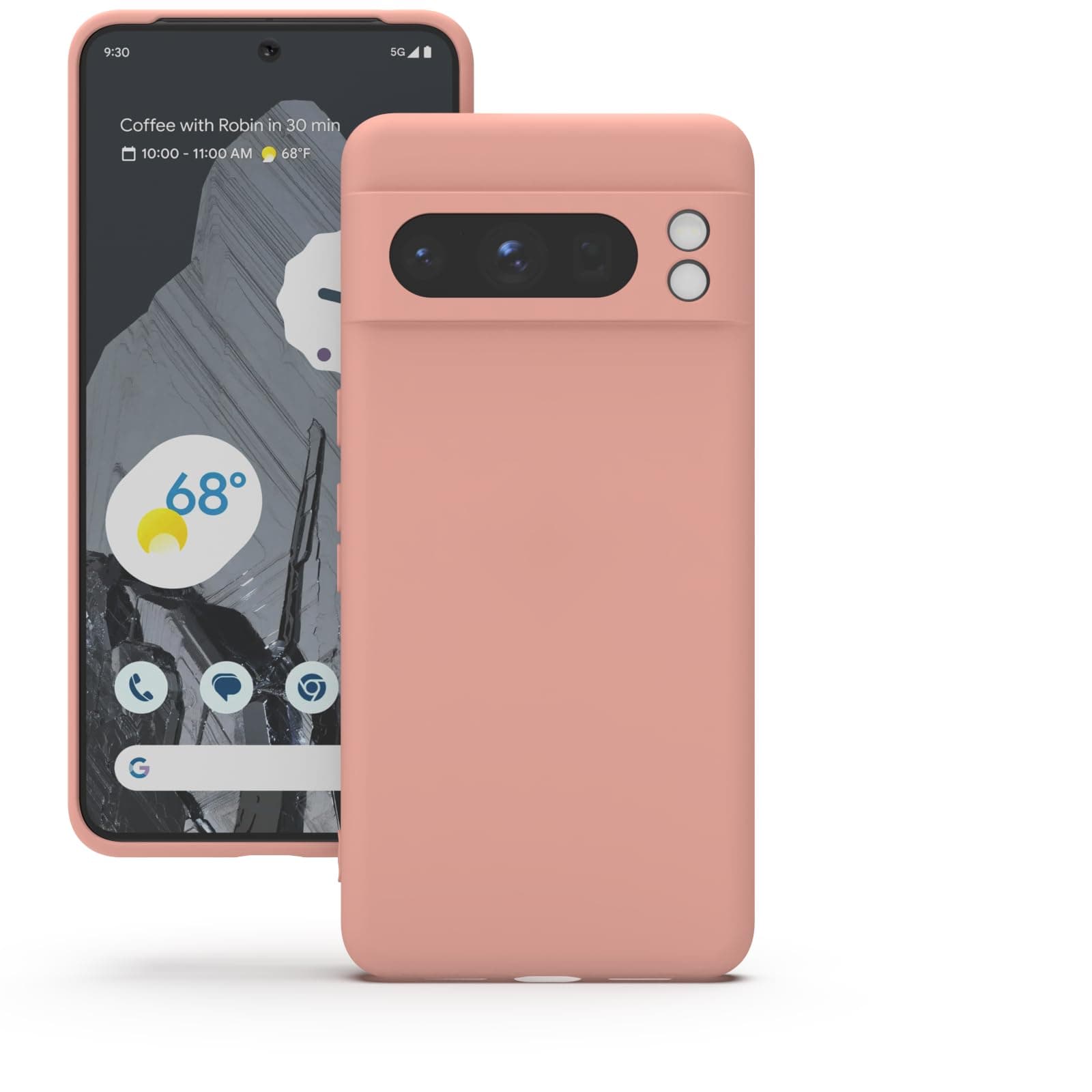 YATWIN Silicone Back Case for Google Pixel 8 Pro, Soft-Touch Phone Back Cover for Google Pixel 8 Pro - Pink