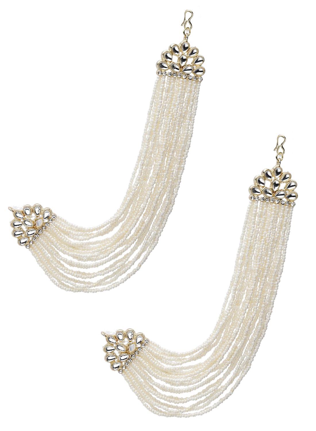 Shining Diva Fashion Bahubali Pearl Ear Chain Hair Accessories Traditional Stylish Fancy Earrings For Women and Girls (rrsd16204er)
