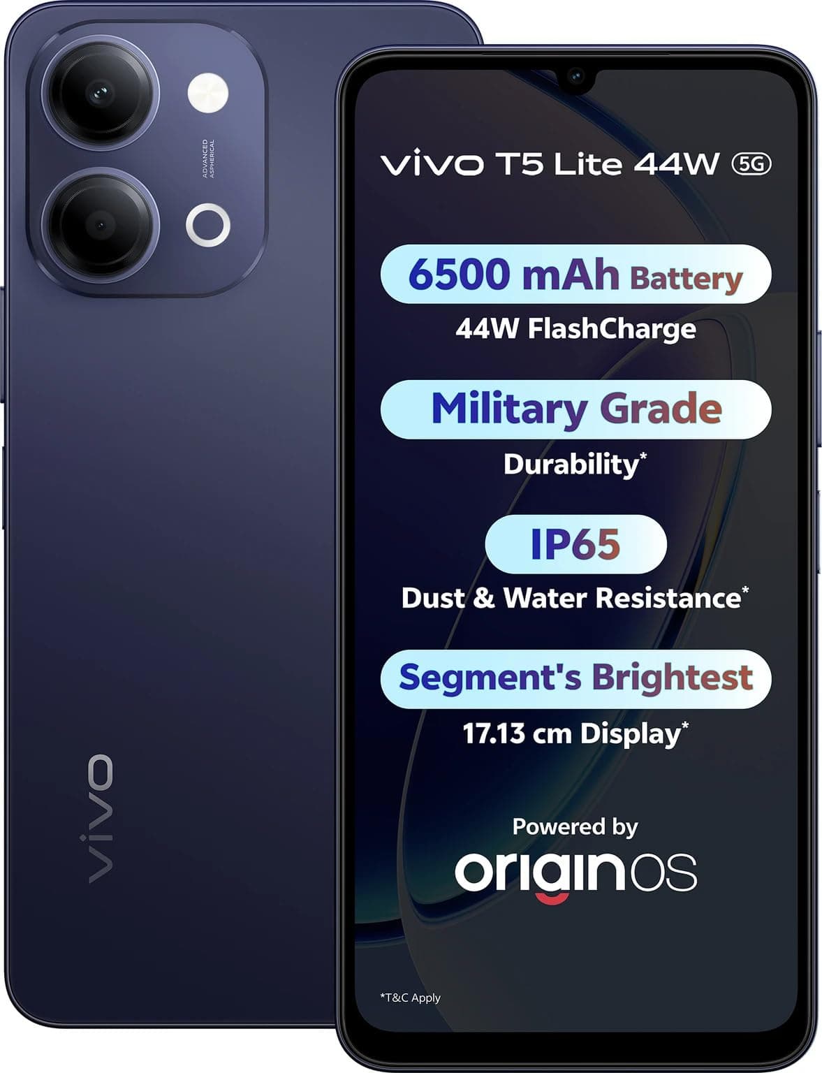 vivo T5 Lite 5G Smartphone, Twilight Shadow, 256 GB, 6 GB