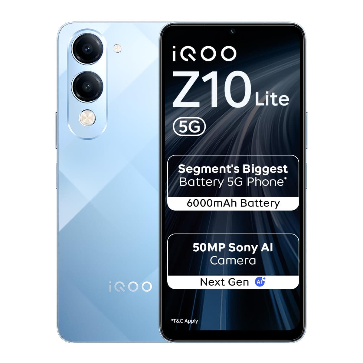 iQOO Z10 Lite 5G (Titanium Blue 2026, 4GB RAM, 128GB Storage) | Dimensity 6300 5G Processor | 50MP Sony AI Camera | 6000 mAh Battery | IP64 Rated & Military Grade Shock-Resistance*