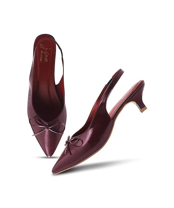 JM LOOKS Low Kitten Heels Women's Pumps Pointed Closed Toe Slingback Elegant Wedding Pumps Heel