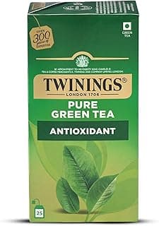 Twinings Pure Green Tea, 25 Tea Bags| Pack of 1| Perfectly Balanced & Refreshing Taste| Handpicked Green Tea Leaves| Enjoy a Hot Cup of Tea