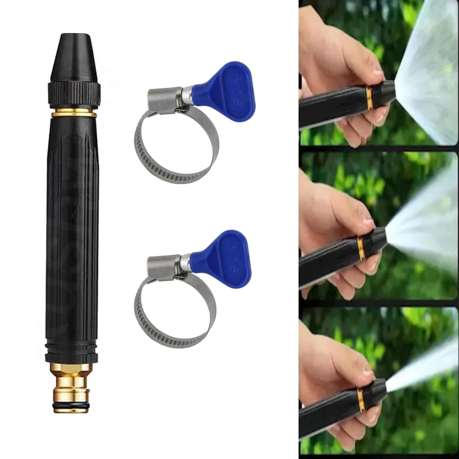 Rushwak Water Spray Gun for Car Wash Bike Washing Gun for 1/2" Hose Pipe High Pressure Water Gun Nozzle Adjustable Car Washer Gun Brass Jet Water Spray Nozzle for Garden & Window, 10 x 2 Cm