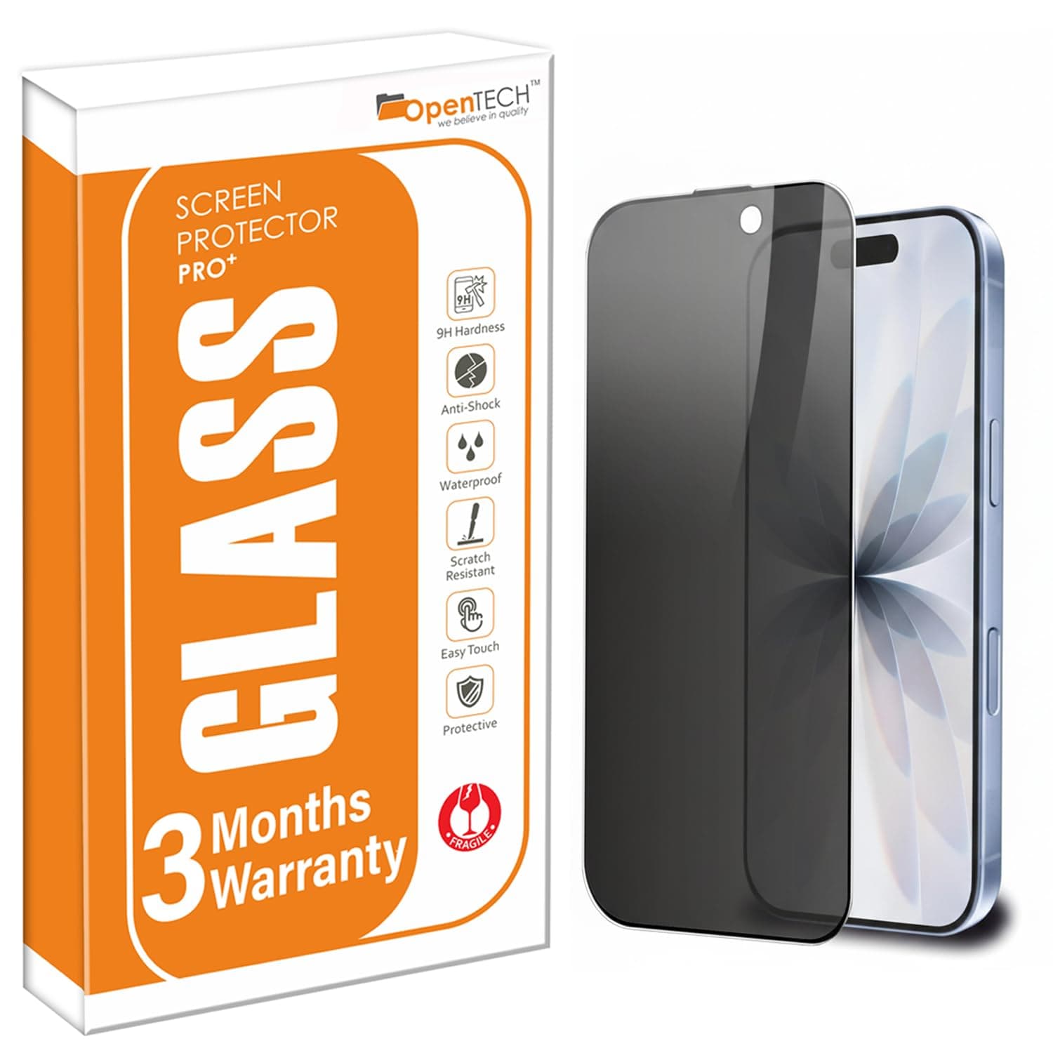 OpenTech® Privacy Tempered Glass Screen Protector Compatible for iPhone 17 with Edge to Edge Coverage - Anti Spy, Case Friendly and Bubble free installation kit (6.3 Inches)