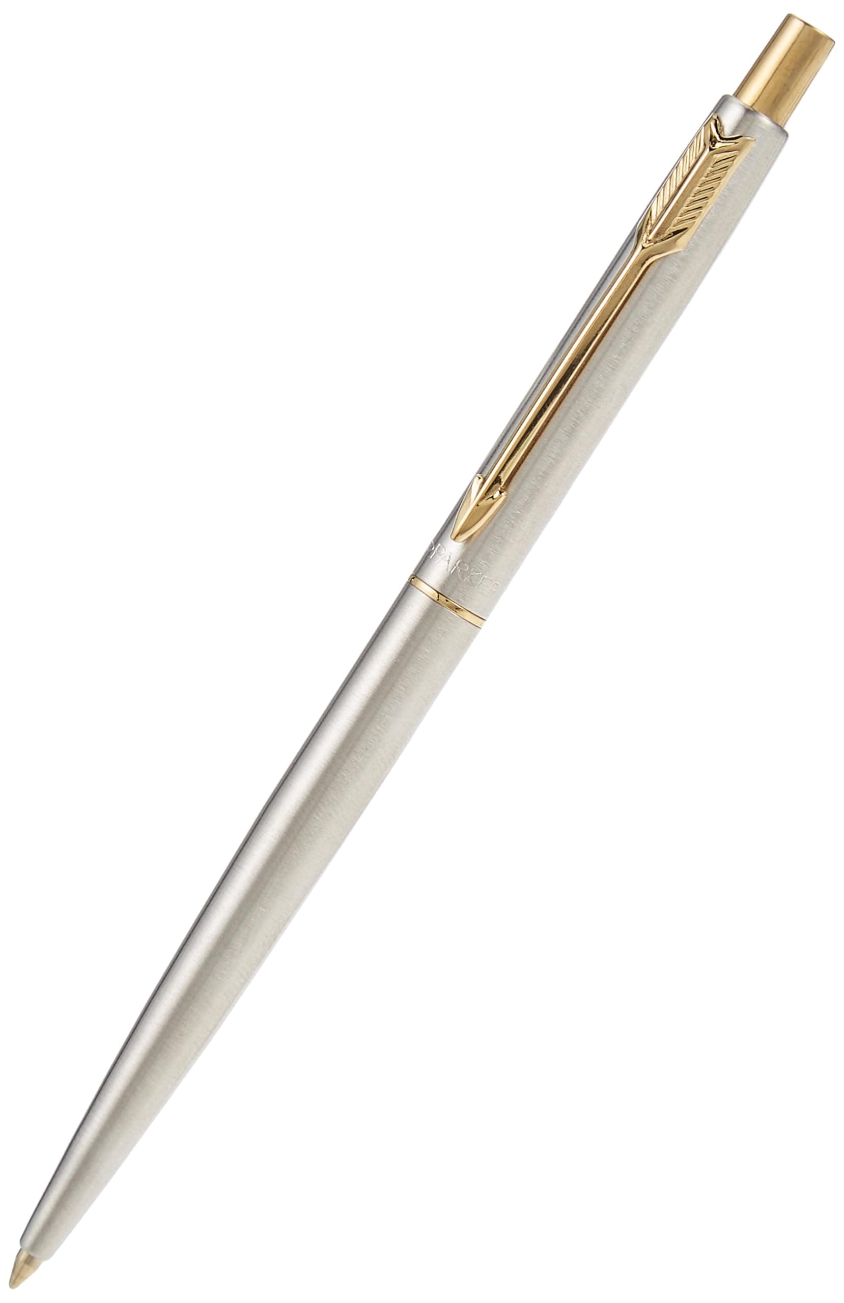 Parker Classic Stainless Steel Ballpoint Pen | Gold Trim | QuinkFlow Technology | Blue Ink, Fine Tip