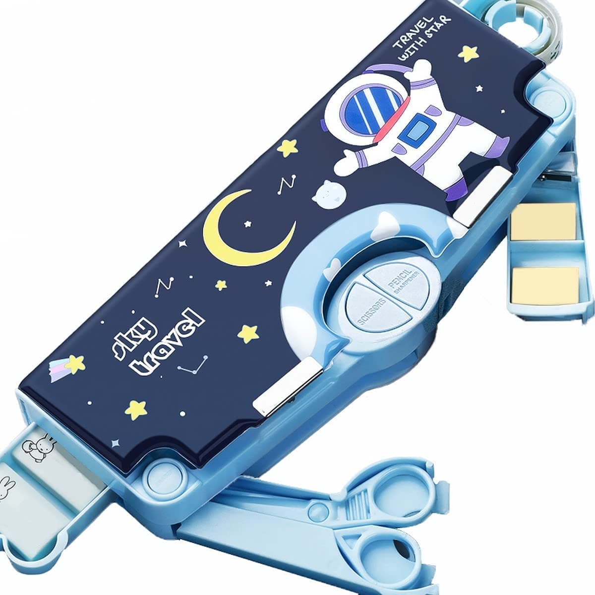 PRIME DEALS Multi-Functional Pencil Box for Kids, Space Pencil for Kids Pencil Box for Boys & Girls, Magnetic Pencil Box for Boys, Space Theme Gifts for Kids with Accessories. (Astronaut)