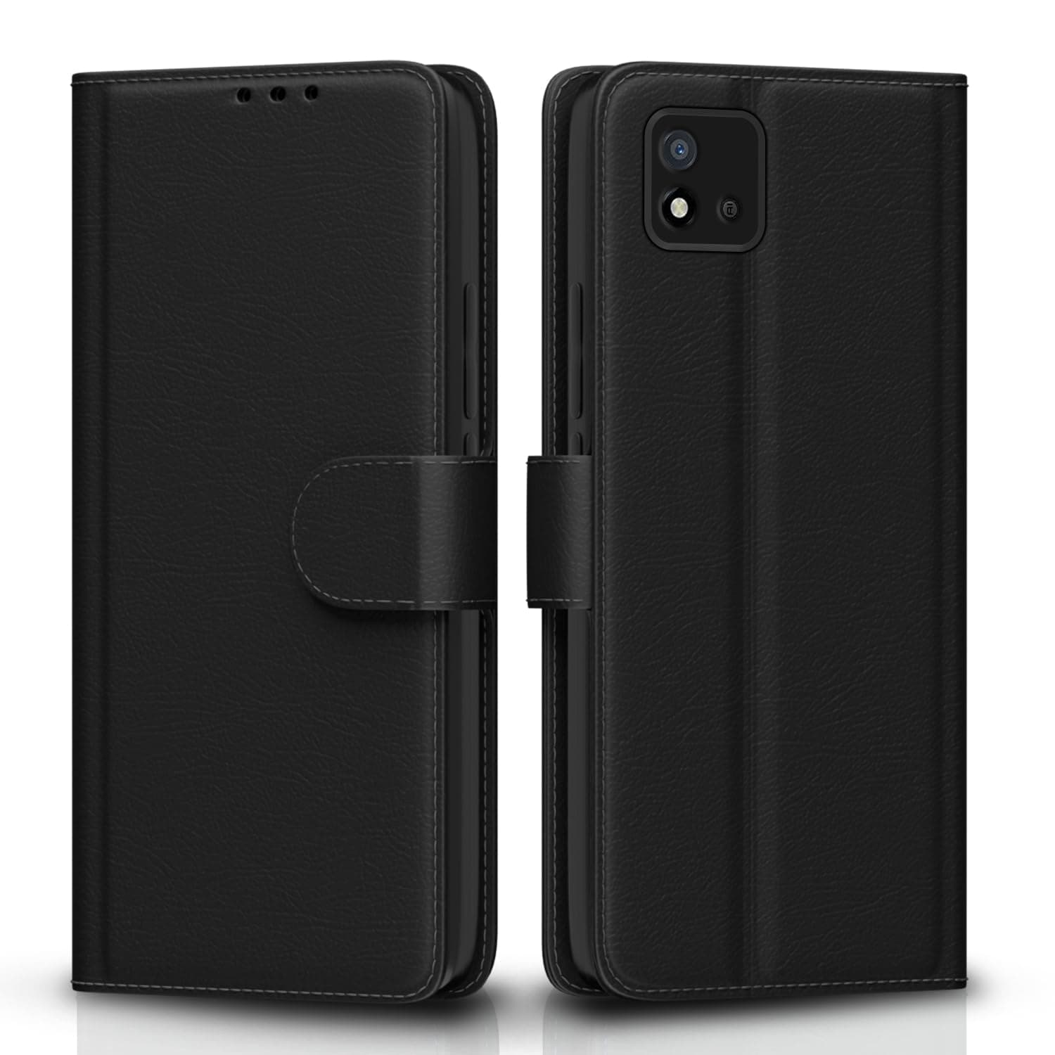 Pikkme Flip Cover for Realme C11| Leather Finish | Shockproof with Card Pockets & Wallet Stand | Ultimate Protection Case (Black)