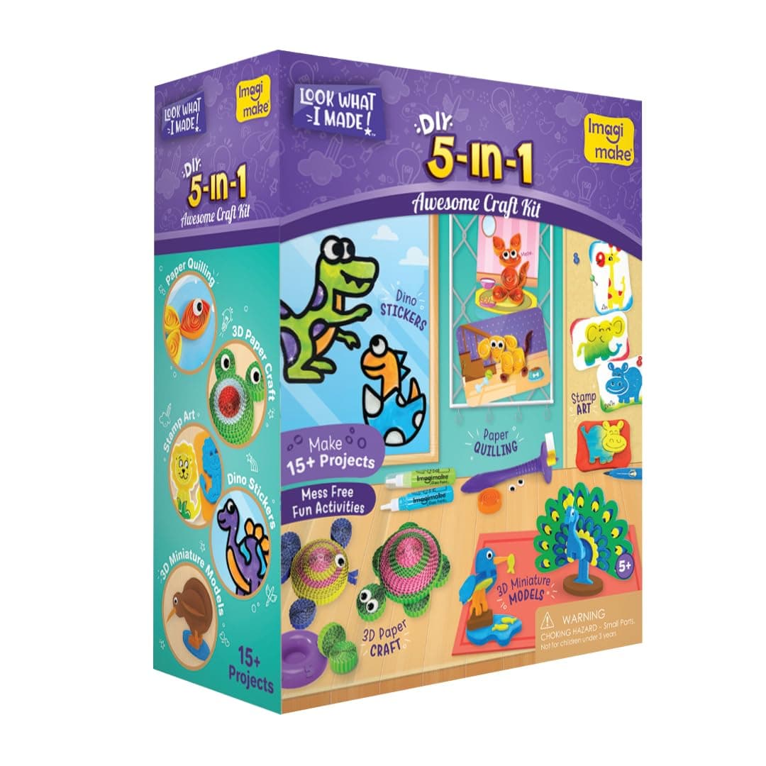 Imagimake 5-in-1 Awesome Craft Kit | Art & Craft Kit for Kids Age 5+