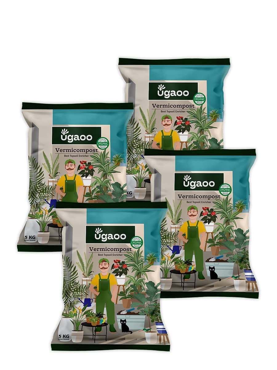 Ugaoo Organic Vermicompost for Plants 20 Kg | Pure Earthworm Compost Manure Rich in NPK & Micronutrients | Natural Plant Food for Indoor, Outdoor Flowering & Home Garden | Sterilized and Odour-Free