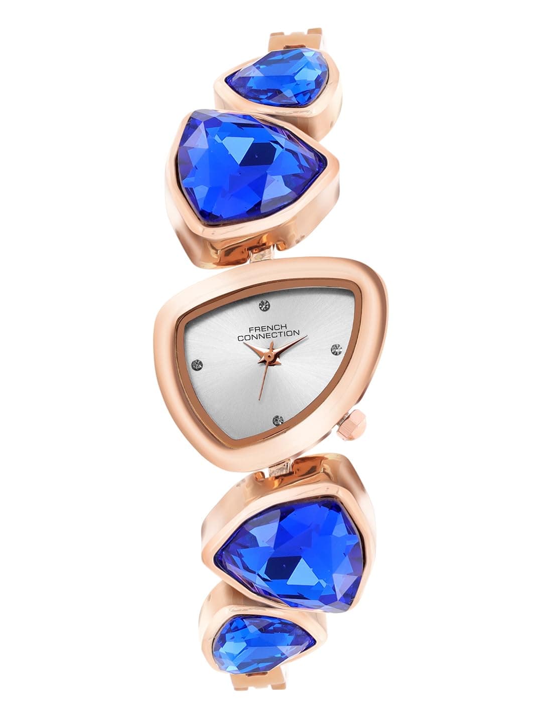 French Connection Asymra Sunray Silver Dial with Crystal Bracelet Analog Watch for Women - FCN0205URGM