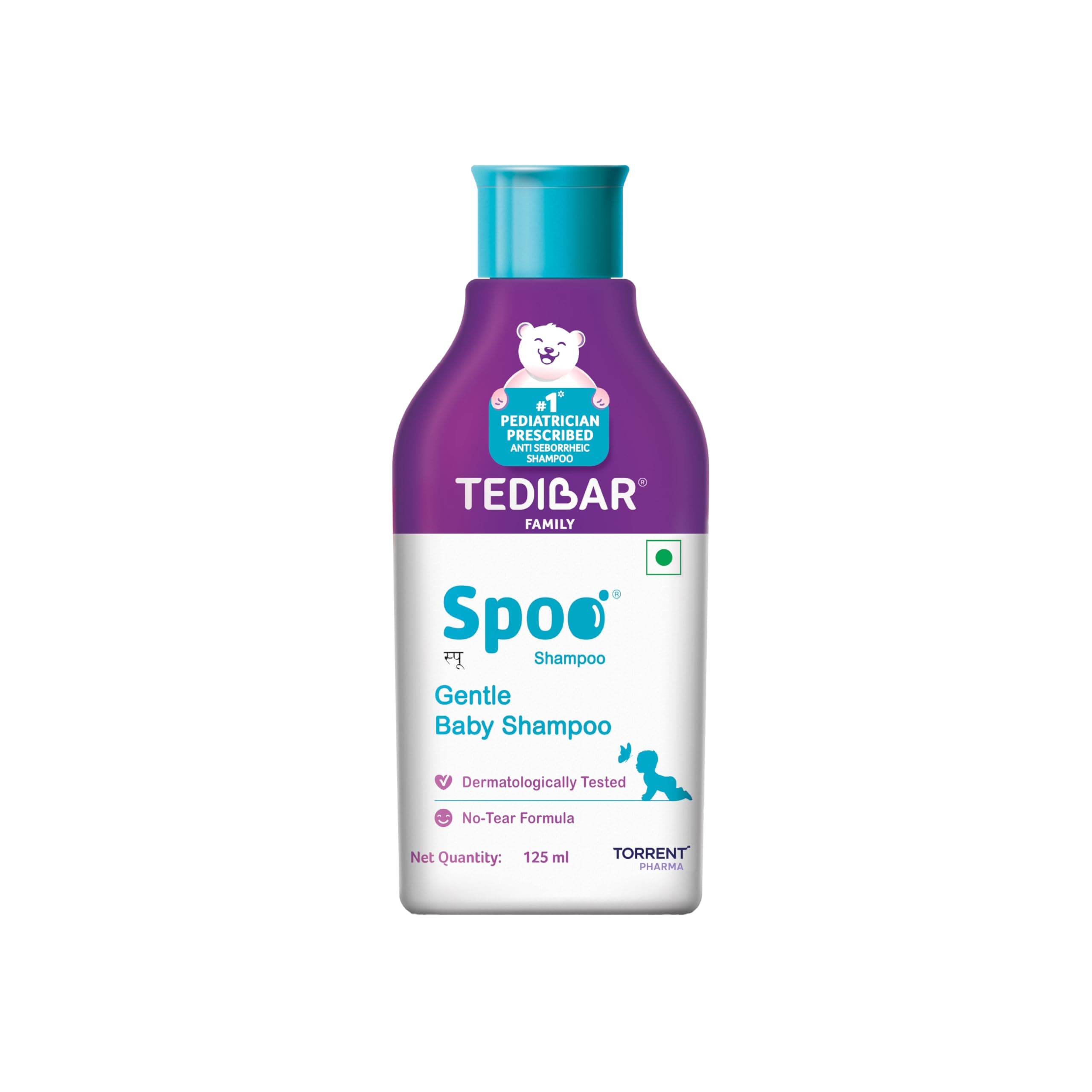 Spoo No-Tear Formula baby shampoo from Tedibar Family | Gentle on Scalp | No. 1 Pediatrician Prescribed * 125ml - By Torrent Pharma