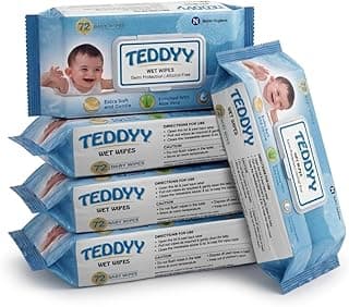 Teddyy Soft Cleansing Baby Wet Wipes with Lid | 360 Wipes | Special Germ Protection | Anti - Rash | Enriched With Aloe Vera and Vitamin E | 72 Wipes x 5 Packs