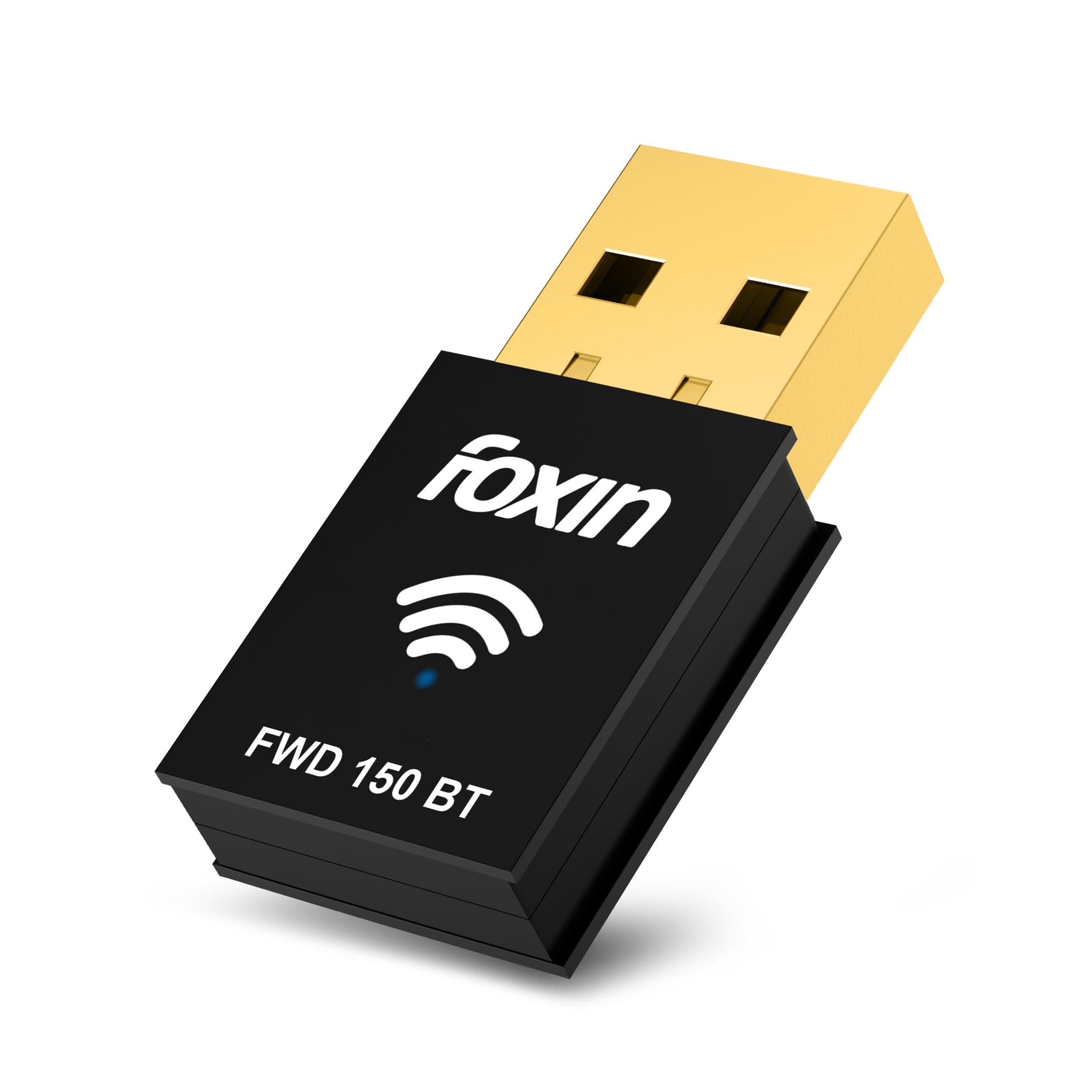 Foxin Nano 150 Mbps 2-in-1 Wireless USB 2.0 WiFi + Bluetooth Adapter for PC, Laptop | High Speed Mini WiFi Bluetooth Dongle Compatible with Windows, Mac | WPA2/PSK Security