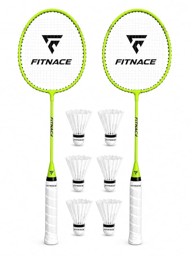 Badminton Racket Combo with 6 PC Feather Style Nylon Shuttlecock Set for Beginners and Intermediate Players