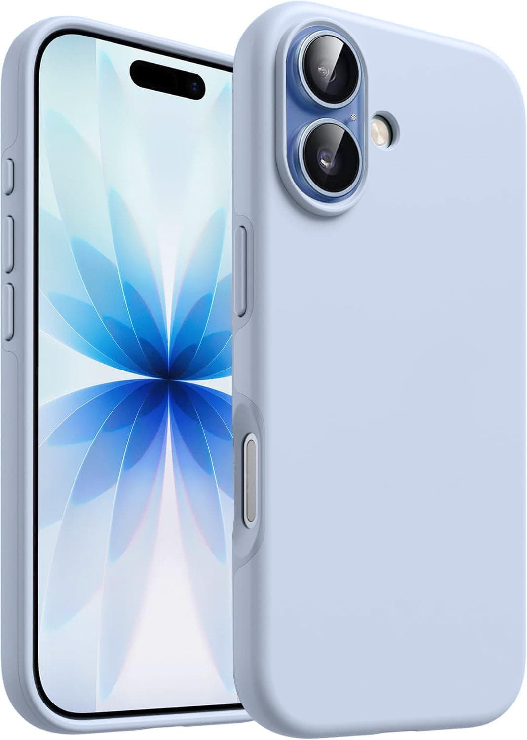 DIZORO Compatible with iPhone 17 Case 6.3, Slim Liquid Silicone 3 Layers Full Covered Soft Gel Rubber Phone Cases Protective Back Cover 6.3 Inch - Sierra Blue