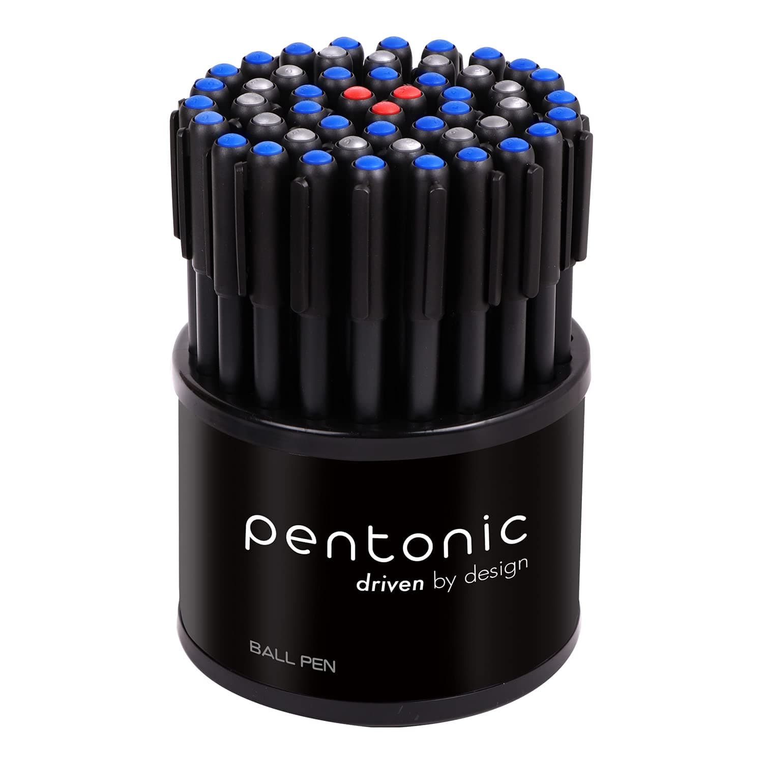 Pentonic 0.7mm Ball Point Pen Tumbler Pack | Black Body | Blue, Black & Red Ink | Pack of 50 Pens