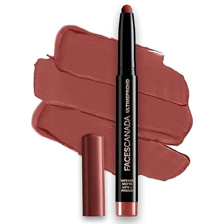 FACES CANADA Ultime Pro HD Intense Matte Lipstick + Primer - Natural Coco (Brown), 1.4g | 9HR Long Stay | Flawless HD Matte Finish | Intense Color | Lightweight | Smooth Glide | Primer Infused