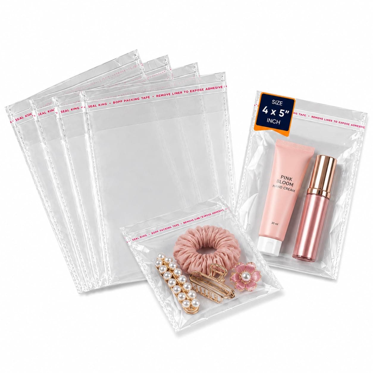 Securement Plastic Transparent Poly Bags For Packing Saree Cloth Sealable | Used For Saree Packing, Shirts Packing,Bopp Poly Bags Self Adhesive (1000, 4x5)