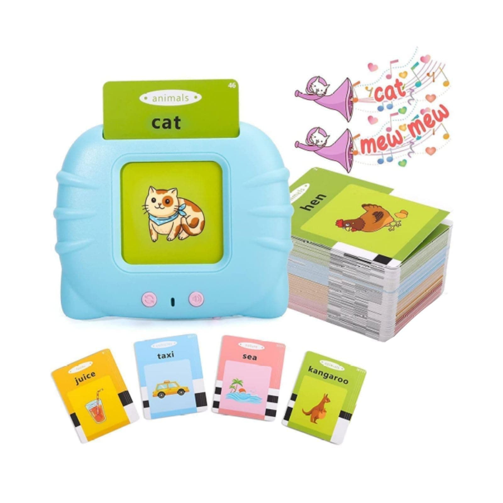 The Puzzl Co Talking, Rechargeable, Electronic Flash Cards Learning Toy, 110+ Interactive Double Sided Montessori Cards for 2–5 Year Old Boys, Educational Toy for 3 Year Old, Birthday Gift for Kids