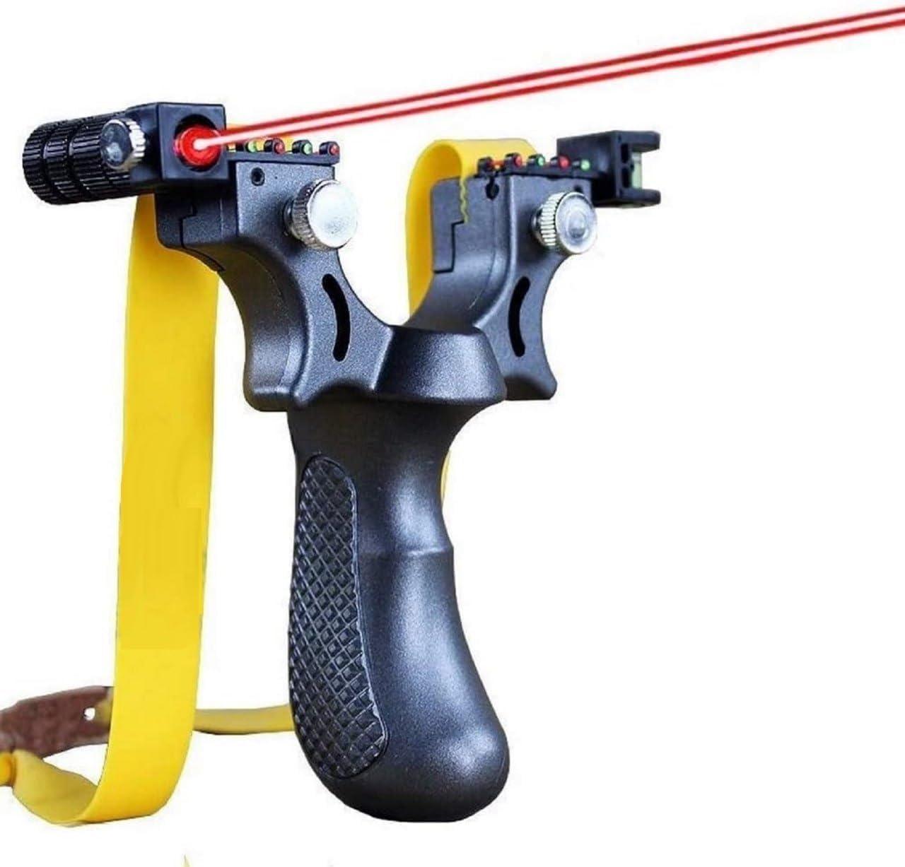Heavy Duty Metal Catapult Slingshot with Laser Sight Stainless Steel Frame for Adults Beginners Outdoor Target Practice Professional Gulel Slingshot Multicolor (Slingshot (Gulel))