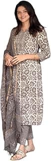 KLOSIA Women's Printed Straight Kurta and Pant with Dupatta Set