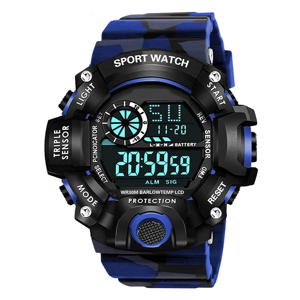 Acnos® Premium Brand - A Digital Watch Shockproof Multi-Functional Automatic Blue Color Army Strap Waterproof Digital Sports Watch for Men's Kids Watch for Boys for Men Pack of 1
