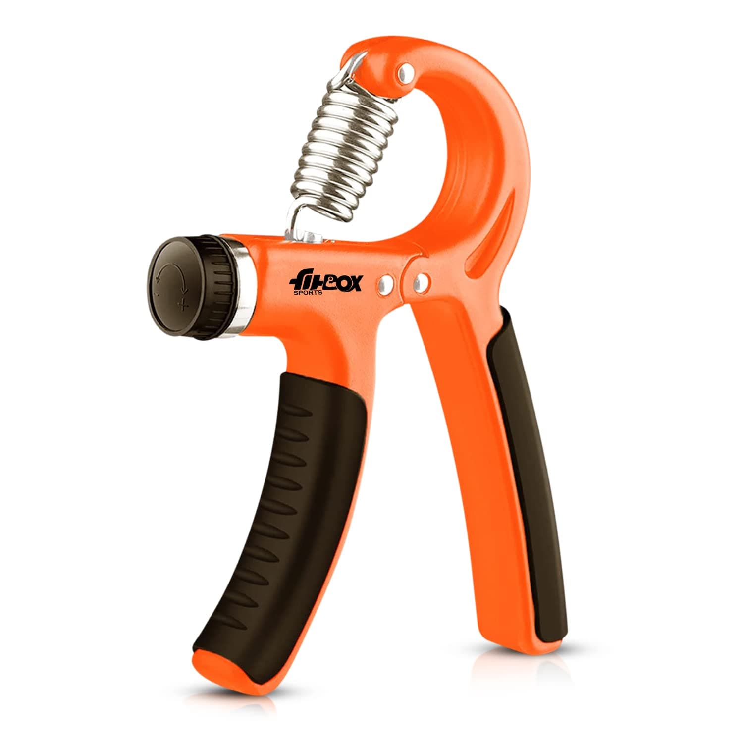 FitBox Sports Steel Alloy Adjustable Hand Grip Strengthener (10Kg-40Kg) Finger Excerciser, Hand Gripper For Men & Women (Orange Body)
