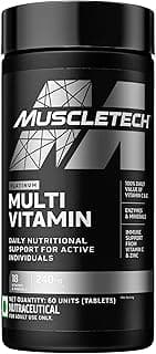 MuscleTech Platinum Multivitamin,Vitamin C for Immune Support,18 Vitamins & Minerals,60 Tablets, 150 grams