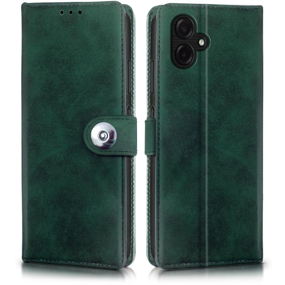 WOW IMAGINE Shock Proof Flip Cover Back Case for Samsung Galaxy M17e 5G | F70e 5G | M07 | F07 | A07 | A07 5G (Magnetic Button Flip Case | Wallet Pockets & Stand | Leather Finish | Forest Green)