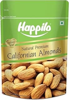 Happilo Premium Natural Californian Almonds 500g | Badam Giri, Healthy Snacks, Dry Fruits | Crunchy Nuts | High in Fiber | Rich in Protein | Magnesium | Phosphorus | Dietary Fibre | Zero Cholesterol