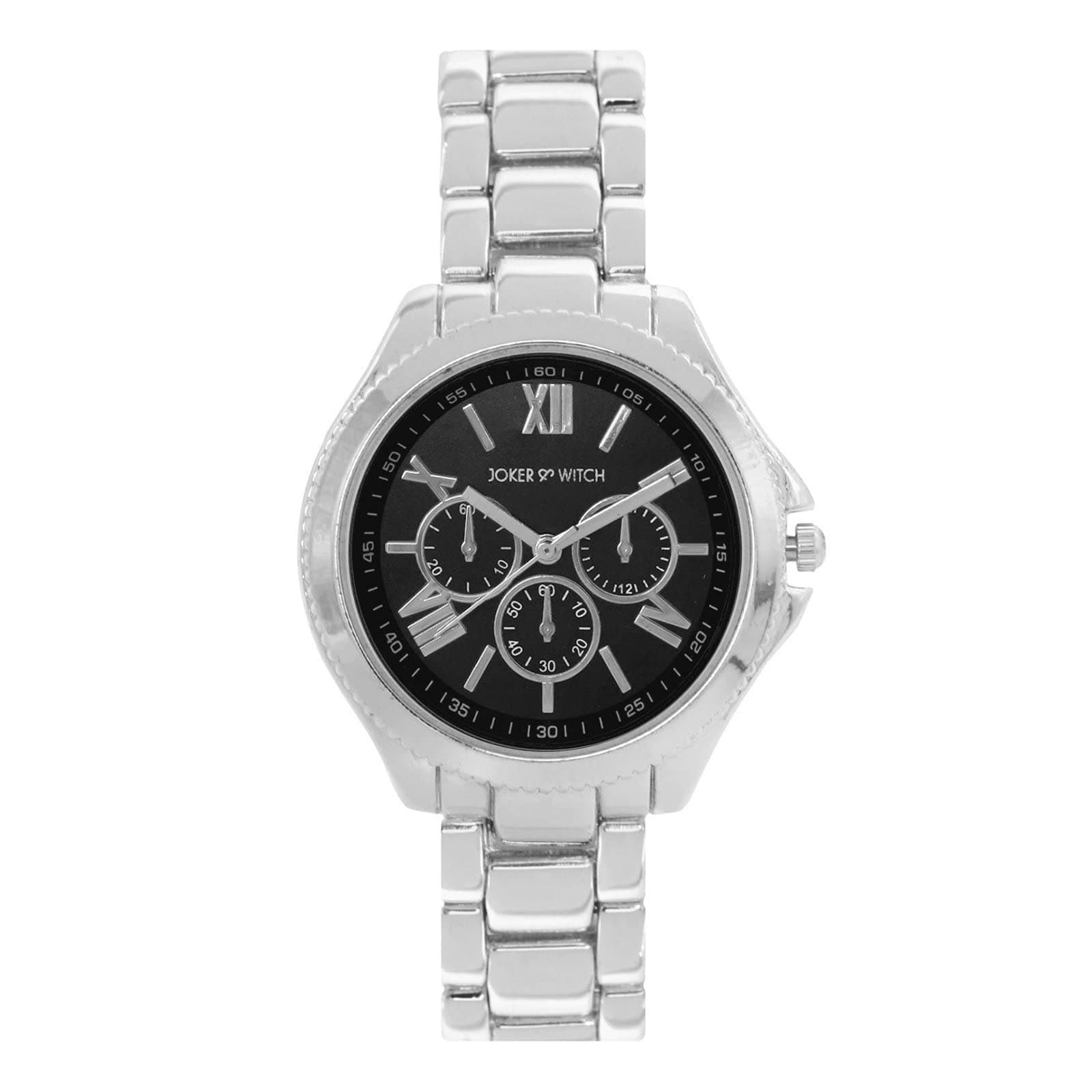 Joker & Witch Women Analogue Ella 36mm Black Dial 16mm Silver Stainless Steel Strap Watch