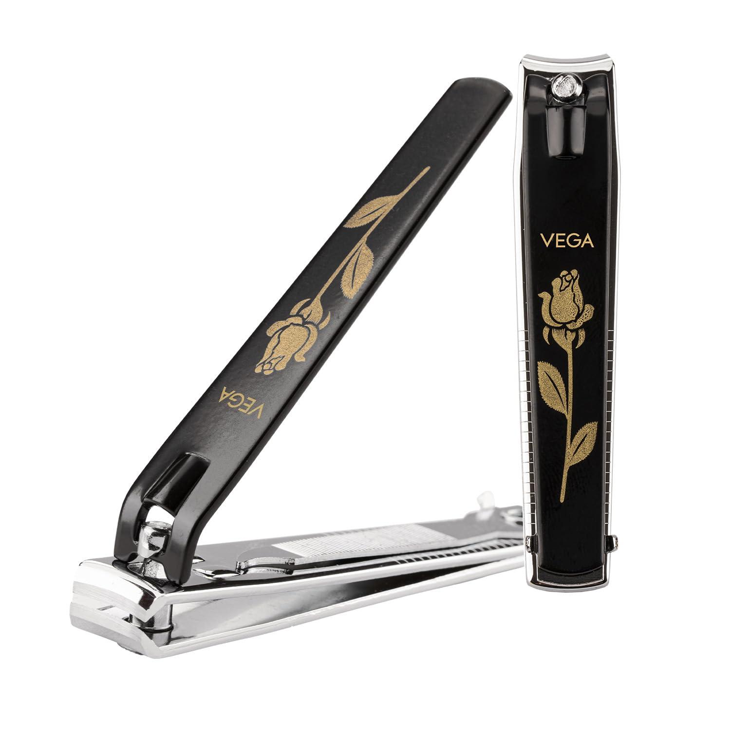 Vega Large Nail Clipper 1 Piece with Anti-Slip Grip for Men & Women | Stainless Steel Nail Trimmer for Fingernails & Toenails | Nail Cutter | Professional Manicure Pedicure Kit Tool, (LNC-03)