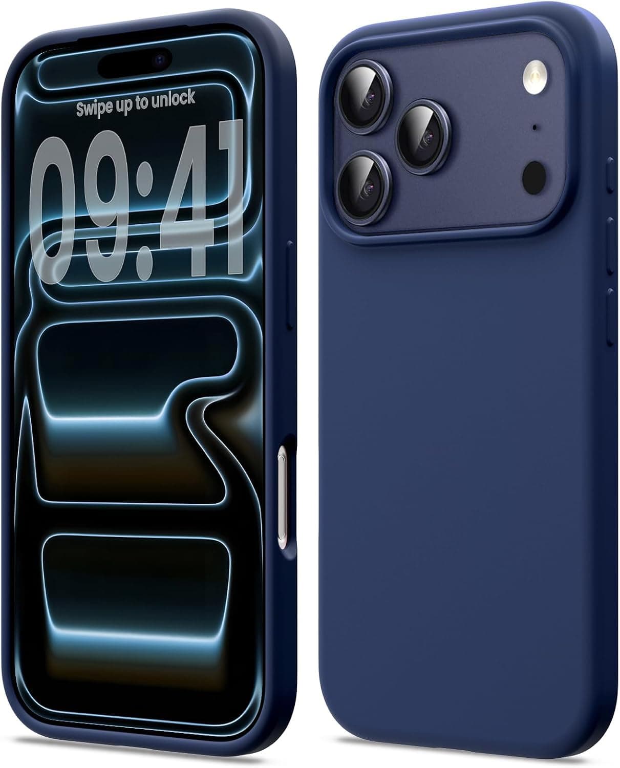DIZORO Compatible with (iPhone 17 Pro Max Case)(2025), Liquid Silicone 3 Layers Full Covered Soft Gel Rubber Phone Case,Shockproof Protective Cover with Anti-Scratch Microfiber Lining-Dark Blue