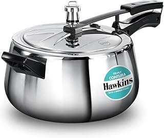 Hawkins 5 Litre Triply Contura Pressure Cooker, Triply Stainless Steel Induction & Contura shaped Cooker, Silver (SSTCO50)