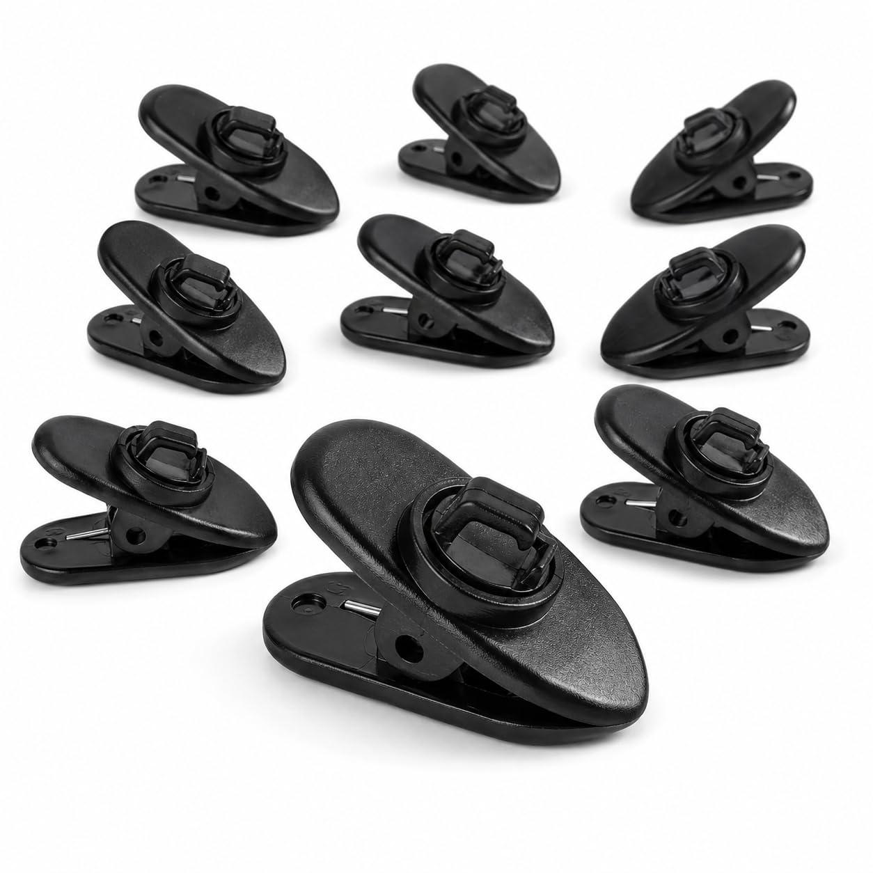 Street27 10Pcs Earphone Cable Clip Holder for Headphones, Handsfree & Lavalier Microphones | Collar Clip Wire Organizer for Earphones, Mic Cable & Clothing Attachment (Black)