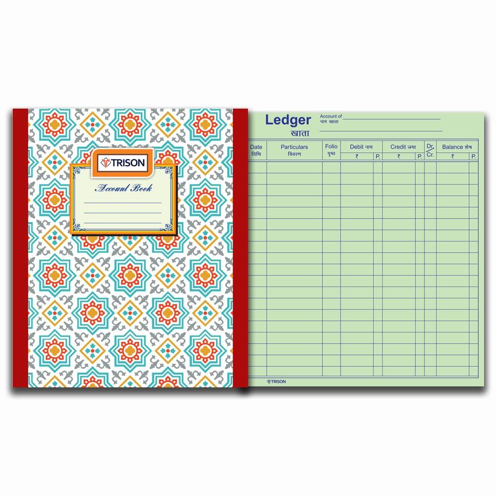 TRISON Ledger Accounts Book 110 Pages | Small Size | Copy Size (16x20 cm) | Hardbound | Quire 1