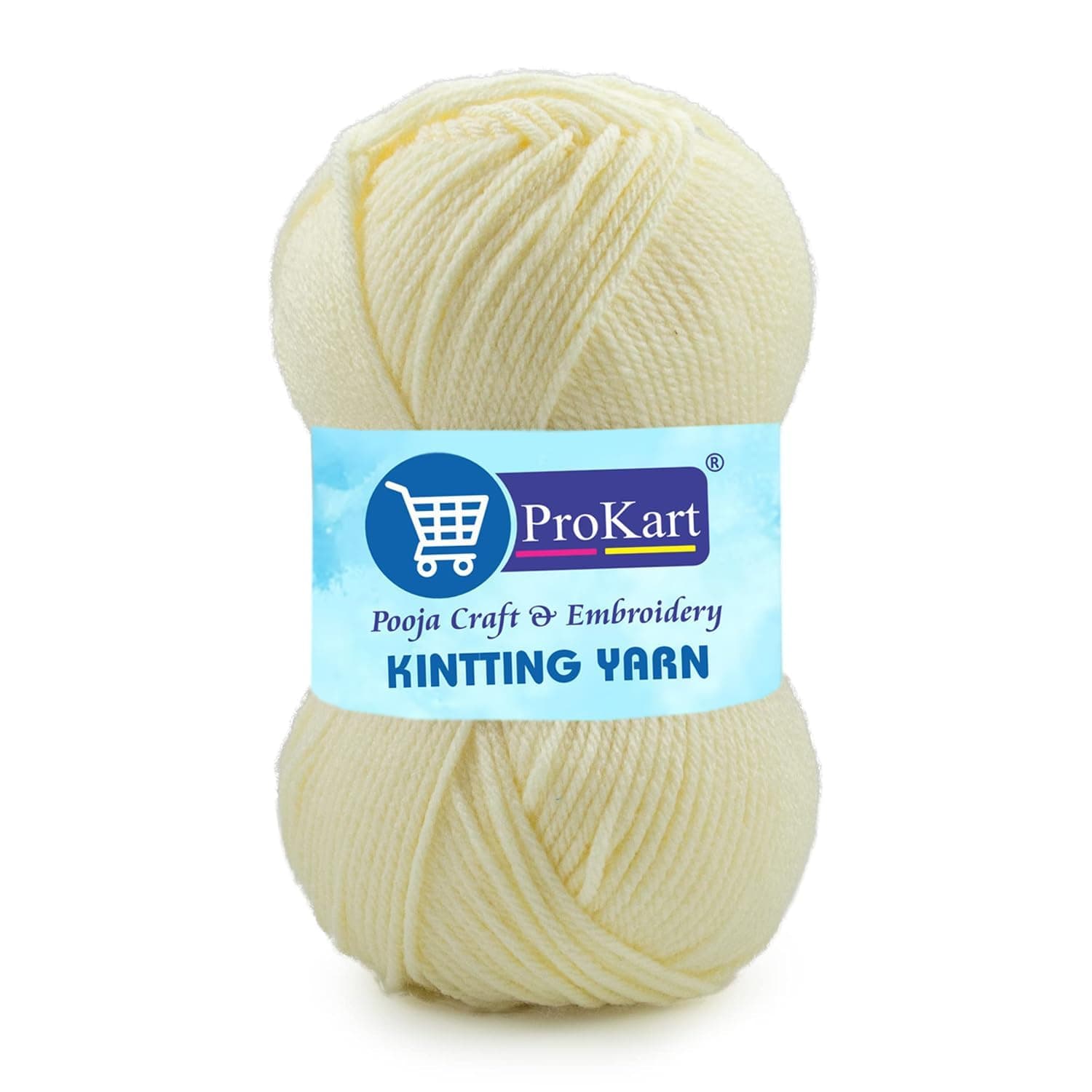 ProKart Premium Woolen 4 Ply Hand Knitting Wool Yarn | Fine Weight Soft Yarn for Sweater, Scarf, Hat, Baby Clothes, Purse, Gift Bags & DIY Craft Accessories (Cream/Off-White, 100gms x 1 Pack) - PRO04