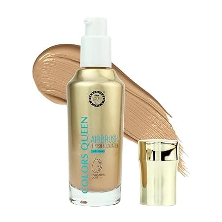 Colors Queen Airbrush Foundation with Primer | Lightweight High Coverage Liquid Foundation | Ultra Creamy Dewy Foundation for Women Enriched with Hyaluronic Acid & Aloevera (05 - Classic Ivory, 55ml)
