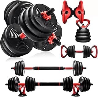 BURNLAB 6 in 1 multifunctional weight training kit - Dumbbells, Kettlebells, Barbells & Push up brackets in 1 | Adjustable Weights | Perfect for Full Body Workout for Men & Women