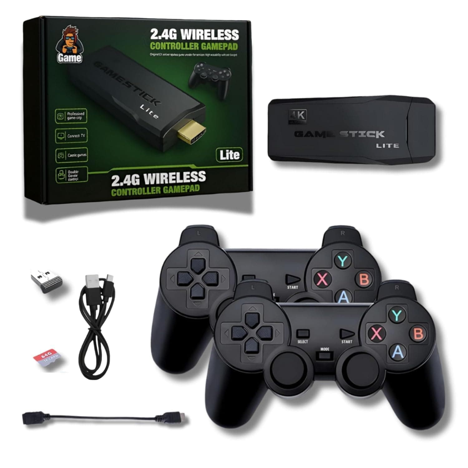 SMARTCAM Game Stick 20000+ INBUILT Video Game Console Retro Classic 3D 4K Full HD with 2 Wireless Gamepad Plug & Play Video Game 64GB