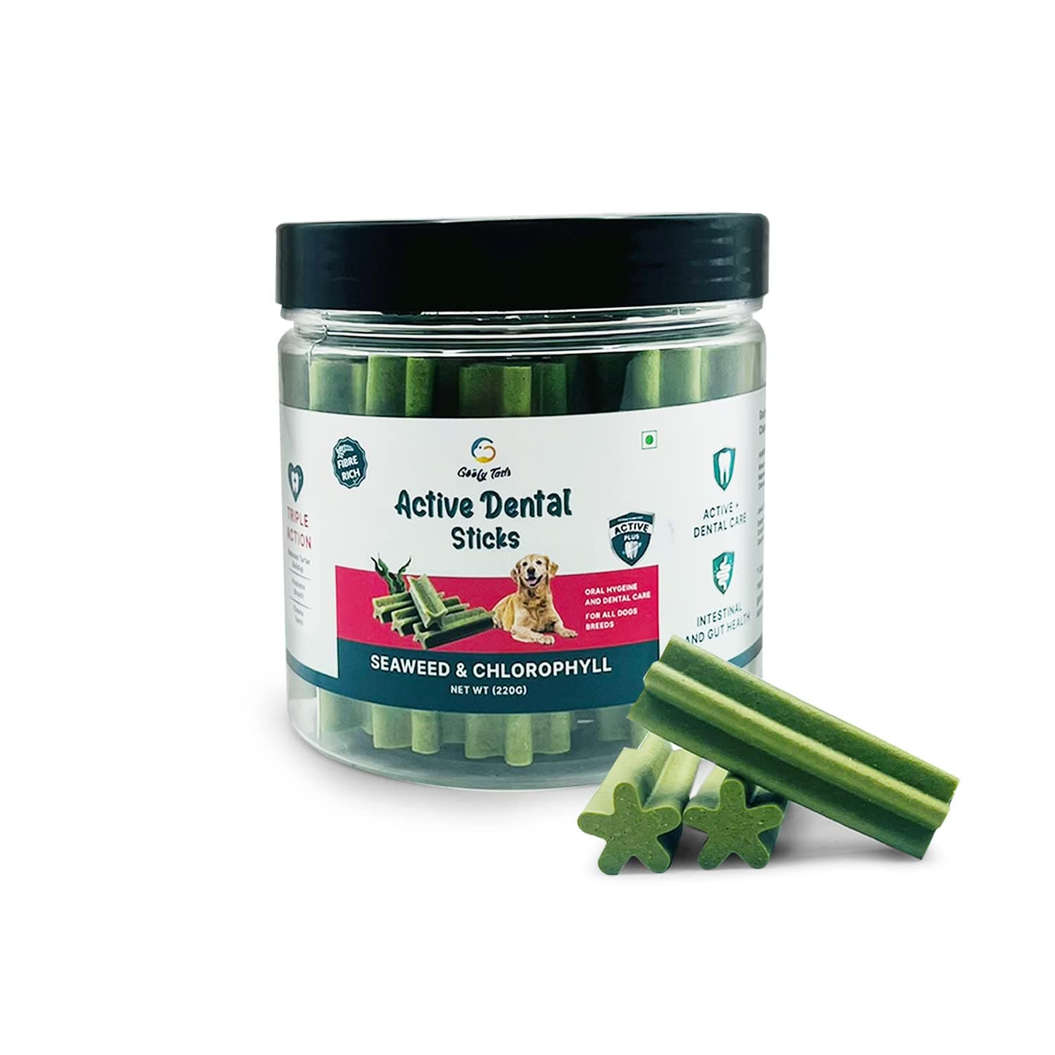 Goofy Tails Active Seaweed Dental Stick 220g, Dog Treats Vegetarian, Dental Sticks for Dogs, Chew Sticks for Dogs, Dog Chew Stick