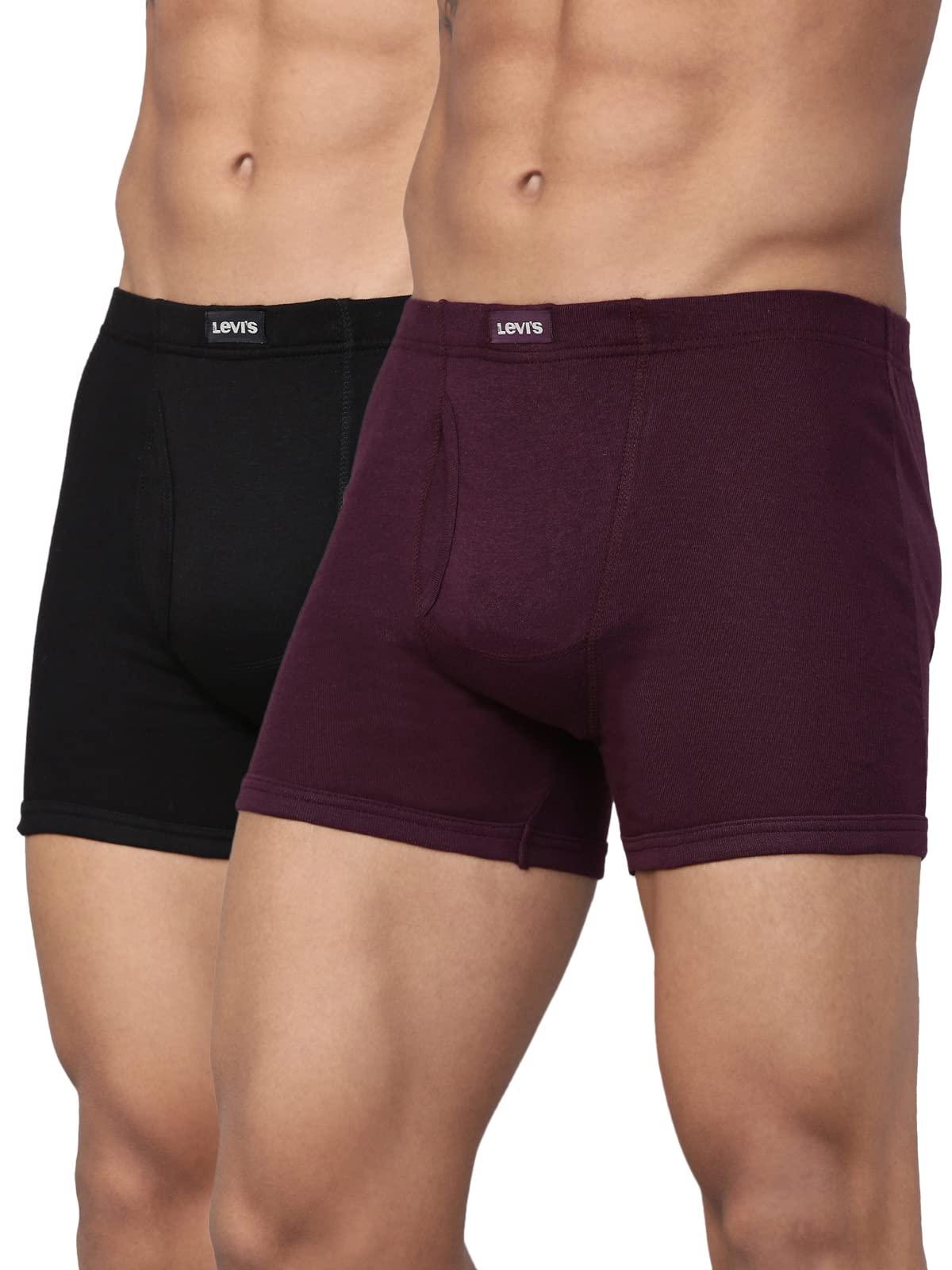 Levi's Men 100 CA STYLE 10 COMFORT BOXER BRIEF BLACK,WINE P2 Size- S