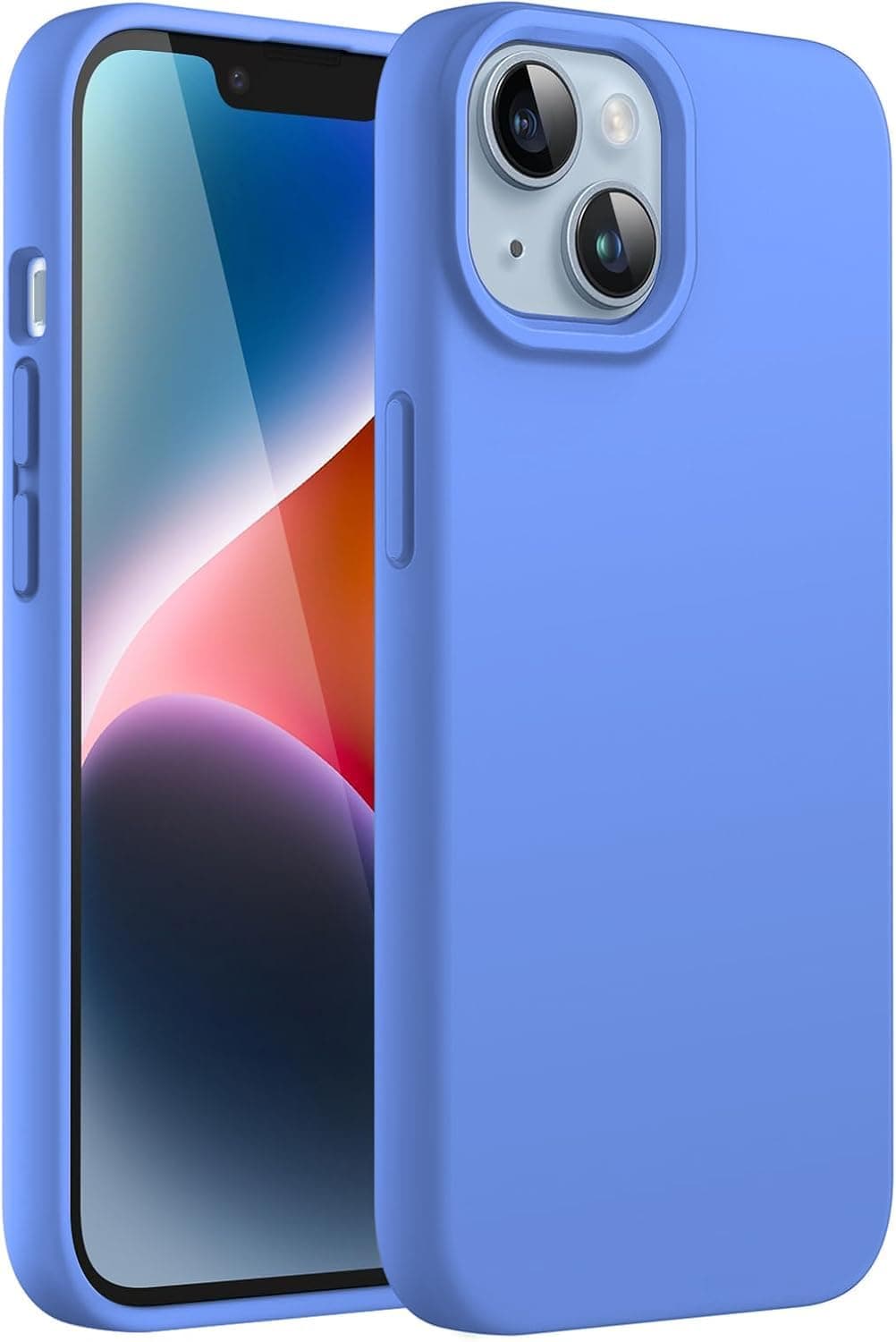 DIZORO® Silicone Back Case for iPhone 14 Plus, Soft-Touch Phone Microfiber Silicone Back Cover for iPhone 14 Plus-Azure