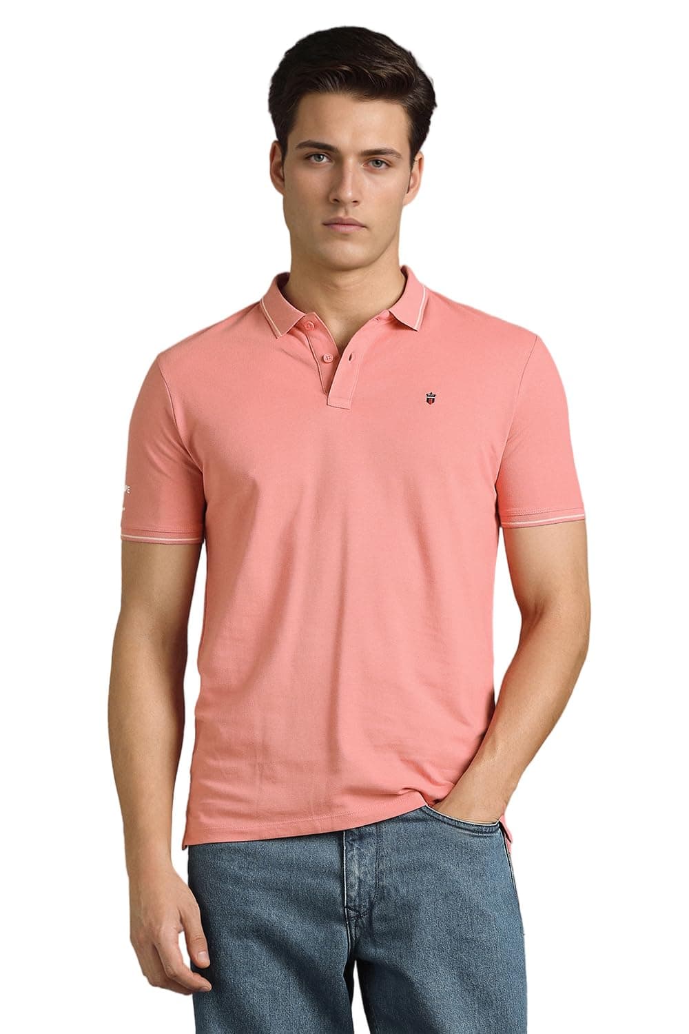 Louis Philippe Men Cotton Solid Slim Fit T-Shirt (LRKPCSLFU45858_Red, 2XL)