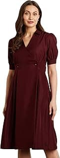 Symbol Premium Women's Fit & Flare Wrap Dress (Midi Length | Stylish | Desk-to-Dinner) (Available in Plus Sizes)